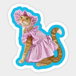 Girly Ginger Kitty Dress Up Time Sticker